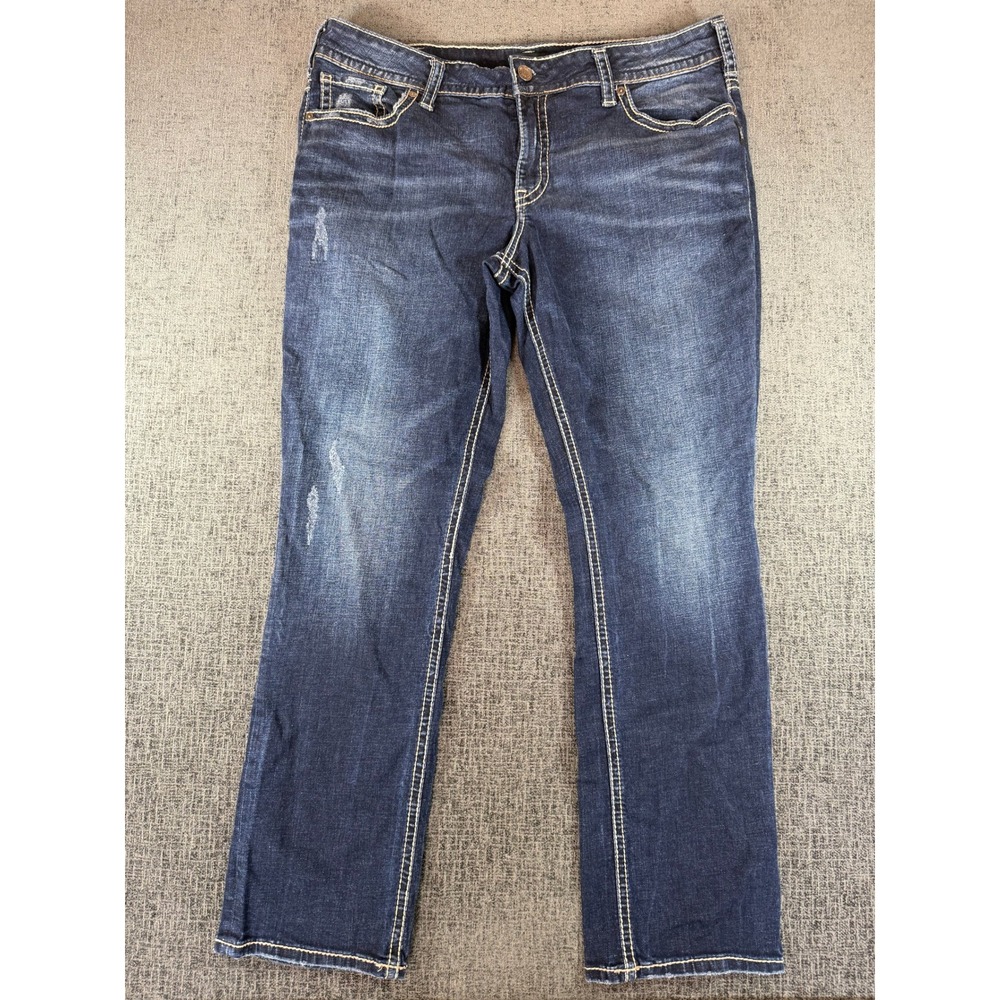 Silver Jeans Co Suki Straight Leg Dark Wash Denim W93413SDI349 Size 20/L32
